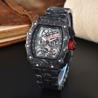 Montre à quartz pour homme, best-seller transfrontalier, de forme tonneau ajourée, avec texture en alliage et design chronographe à six aiguilles