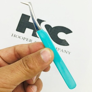 Nouveau Volume russe argent pointe cils Extension pince à épiler en acier inoxydable emballage personnalisé Logo cils Extension pince à épiler vison - Product Image 3