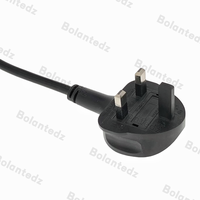 Câble d'alimentation UK vers C17, cordon d'alimentation CA IEC320, cordon d'alimentation BS IEC, PVC noir + cuivre, âme carrée 2*0,75 mm², 1,5 m, 1 prise, OEM, appareil électroménager