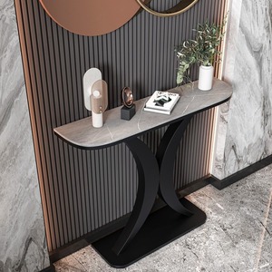 <span class=keywords><strong>Console</strong></span> d'entrée multifonctionnelle en métal et pierre de style italien, table d'appoint murale de luxe léger et minimaliste moderne - Product Image 3