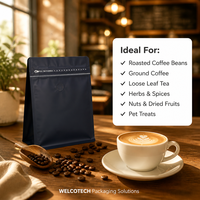 Kantong Kopi Custom Logo Grosir, Pouch Berdiri dengan Zipper Resealable dan Katup, Kemasan Ramah Lingkungan Food Grade