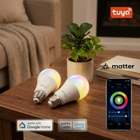 Ampoules LED intelligentes E26 A19 RGBCW 9W 800 LM ETL Tuya Matter pour Alexa Google App Control, ampoules LED intelligentes à intensité variable pour la maison