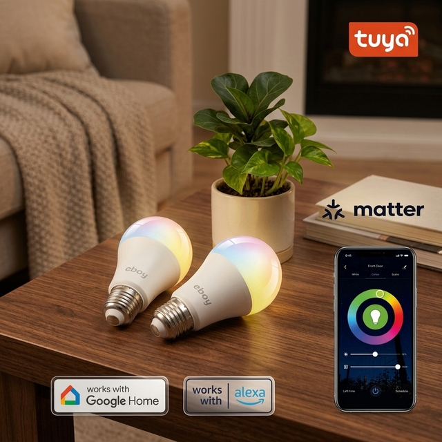 E26 A19 RGBCW 9W 800 LM ETL Tuya Matter for Alexa Google App Control Dimmable LED Light Smart Bulbs for Home