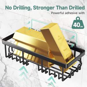 Caddy <span class=keywords><strong>de</strong></span> <span class=keywords><strong>ducha</strong></span> <span class=keywords><strong>sin</strong></span> perforación Jabonera montada en la pared Estantes adhesivos Gran capacidad Baño Paquete <span class=keywords><strong>de</strong></span> 6 a prueba <span class=keywords><strong>de</strong></span> herrumbre a prueba <span class=keywords><strong>de</strong></span> agua - Product Image 4