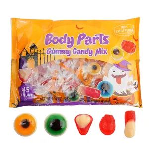Amos Halloween Partes del cuerpo Gummy Candy Mix Eye Nariz Corazón Forma de dedo Fruta Sabor Gummies