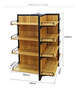 תצוגת פלדה ועץ לעמוד עץ 4 דרך מדפים עבור חנות קמעונאית - Product Image 2