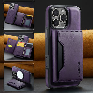 เคสโทรศัพท์แบบ2 in 1มีช่องเสียบบัตรหนังคุณภาพสูงกระเป๋าเงินแบบพับแม่เหล็กสำหรับ iPhone 16 15 14 13 12 PRO MAX - Product Image 5