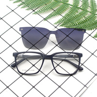 Lunettes de soleil carrées à clip pour femmes, monture en acétate de haute qualité et verres PC UV400, étanches, pour adultes
