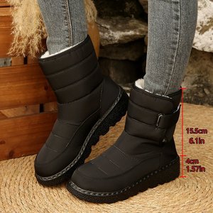 Bottes d'hiver doublées de velours, chaudes, à semelle épaisse, pour femmes, grandes tailles, en tissu de coton - Product Image 2