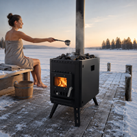 Pemanas Sauna Uap Kering Berbahan Bakar Kayu Desain Baru Warmfire 6KW 430 Baja Tahan Karat Dapat Dilipat untuk Penggunaan di Gym & Taman