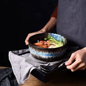 Vaisselle en céramique rétro, bols à soupe, à dessert, à riz et à salade en poterie émaillée colorée pour la maison et les restaurants - Product Image 6