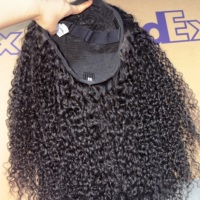 Wear Go Demi-perruque 3-en-1 à densité 180% en cheveux birmans bouclés, sans colle, Flexi-Fit, avec cordon de serrage, ligne de cheveux invisible, style Kinky Straight