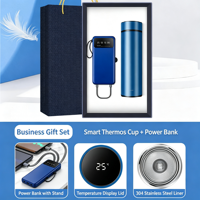 Ensemble cadeau d'entreprise en acier inoxydable avec logo personnalisé, tasse isotherme intelligente, batterie externe, cadeaux promotionnels d'entreprise pour les clients