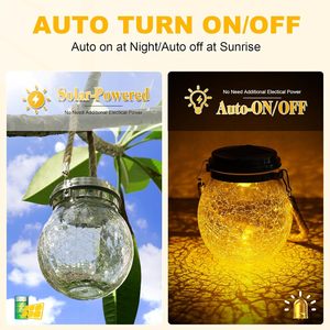 Lampes solaires LED en forme de boule en verre craquelé, étanches IP65, <span class=keywords><strong>pour</strong></span> jardin, patio, arbre, cour, allée - Product Image 4