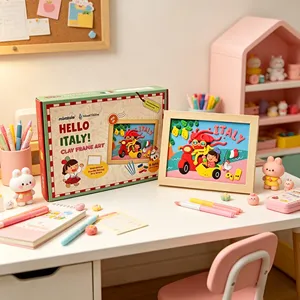 Kit d'activités créatives pour enfants : Cadre d'art en argile à séchage à l'air, 24 couleurs, argile à modeler ultra-légère, ensemble de bricolage pour activités en classe - Product Image 5