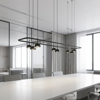 Lustre LED suspendu de haute qualité pour salle à manger d'hôtel, design artistique, minimaliste, créatif, en métal noir