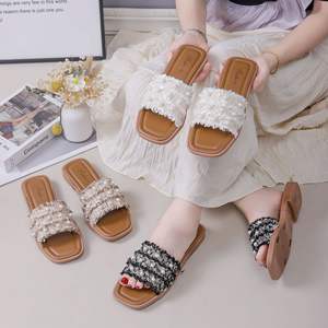 Sandalias de Lujo para Mujer con Decoraciones de Perlas, Sandalias Planas Cómodas para Dama, Sandalias de Moda de Verano, Bonitas Sandalias Abiertas para Exteriores - Product Image 2