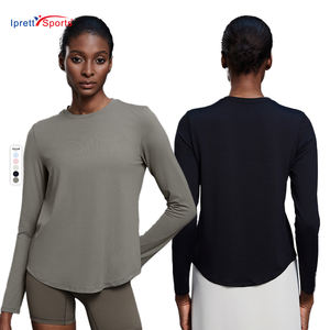 <span class=keywords><strong>IPRETTY</strong></span> Top holgado de manga larga con cuello vuelto para mujer Yoga en el gimnasio y Fitness Running Sportswear - Product Image 2