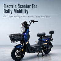 Vélo électrique urbain fabriqué en Chine, scooter électrique 60V avec panier avant, batterie au plomb-acide, freins doubles, vente en gros OEM ODM