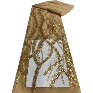 Tela de Encaje Francés Negra de Lujo NI.AI Aso Ebi con Cuentas y Lentejuelas Bordadas, Tela de Encaje con Cuentas para Vestido de Novia - Product Image 2