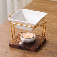 Base en bois huile cire fondre brûleur céramique photophore diffuseur parfumé cadeaux spirituels décoration de la maison pour brûler des bougies