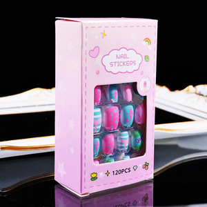 Lot de 120 faux ongles pour enfants, design mignon, à presser, couvrance totale - Product Image 1