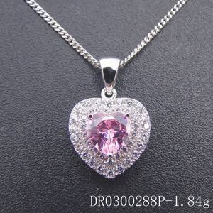 Nuevos Diseños, Colgante de Plata de Ley 925 con Forma de Corazón y Circonita Rosa para Mujer - Product Image 2