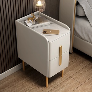 <span class=keywords><strong>Table</strong></span> <span class=keywords><strong>de</strong></span> <span class=keywords><strong>chevet</strong></span> étroite moderne en bois massif avec plateau en pierre et revêtement en cuir, <span class=keywords><strong>mini</strong></span>-meuble <span class=keywords><strong>de</strong></span> <span class=keywords><strong>chevet</strong></span> intelligent avec fonction audio et éclairage - Product Image 2