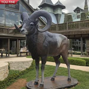 YOUFINEカスタム屋外ゲームリザーブ装飾キャストブロンズ等身大オオツノヒツジモートン彫刻ヤギブロンズ像 - Product Image 2