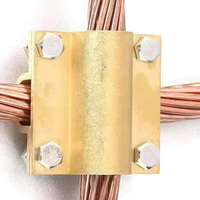 OEM/ODM Sistema de puesta a tierra de protección contra rayos de alta resistencia Conector de conductor Cable de tierra Abrazaderas cruzadas de latón