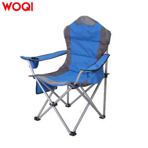 Chaise de camping pliable Woqi, structure en aluminium, tissu Oxford, chaise de jardin avec porte-gobelet, couleur bleue - Product Image 1
