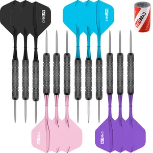 CyeeLife 20g 12 Pack Colorful Integrated Shaft and Flight with Dart Sharpener Steel Tip Darts Set