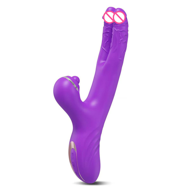 Double Headed G-Spot Vibrator with Clitoral Vibrating Stimulator Dual Stimulation Waterproof 3-in1 Clitoral Suction Cup Vibrator