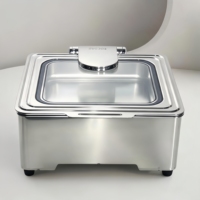 Réchaud de buffet carré en verre 304, design moderne, pour mariages et réceptions, équipement de restauration haut de gamme pour maintien au chaud des aliments
