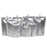 Sachets souples à bec verseur autoportants en aluminium argenté avec buse de succion pour liquides, boissons, gelées et eau, 50ml 100ml 150ml