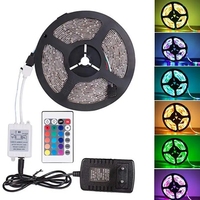 Kit d'éclairage LED flexible RGB à couleurs réglables avec télécommande, adaptateur secteur 12V, 5m, pour rétroéclairage TV, décoration intérieure