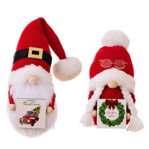 Poupée sans visage Gnome de Noël avec <span class=keywords><strong>lunettes</strong></span> Décoration de joyeux Noël Poupée en peluche Rudolph nain rouge - Product Image 1