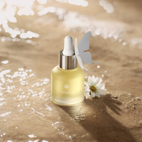Flacon compte-gouttes en verre jaune givré argent mat de 1 oz, emballage de soin des yeux de 30ml pour sérum cosmétique pour le visage, huile essentielle