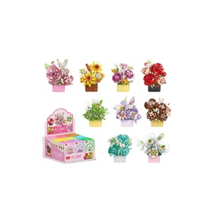 Panier de fleurs en blocs de construction, jouet éducatif en micro-particules pour filles de 5 à 7 ans, ensemble d'assemblage pour décoration de la maison - Product Image 1