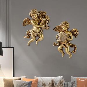 2 pz statua di angelo cherubino statuette da parete per sala da pranzo e arredamento per la casa figurine eleganti per l'interior Design - Product Image 2