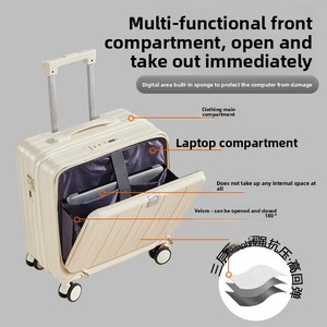 <span class=keywords><strong>Valise</strong></span> <span class=keywords><strong>cabine</strong></span> 18 pouces avec ouverture frontale, sac de voyage pour femmes et hommes, roulettes universelles, petite <span class=keywords><strong>valise</strong></span> à code - Product Image 4