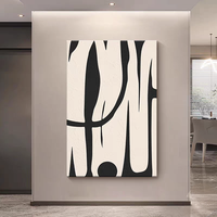 Grande toile murale texturée, peinture d'art pour hôtel, style Wabi-Sabi noir et blanc, art mural abstrait moderne