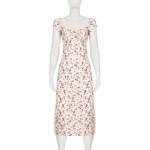 Vestido Largo de Verano con Estampado Floral Pequeño Estilo Francés, Cuello en V, Sexy, con Encaje, Tipo Camisola - Product Image 6