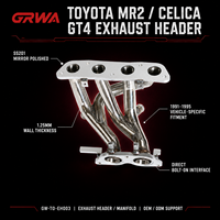Collecteur d'échappement personnalisé GRWA pour Toyota MR2 Spyder 1ZZ MR2 Celica GT4 SS201, poli miroir, 1,25 mm