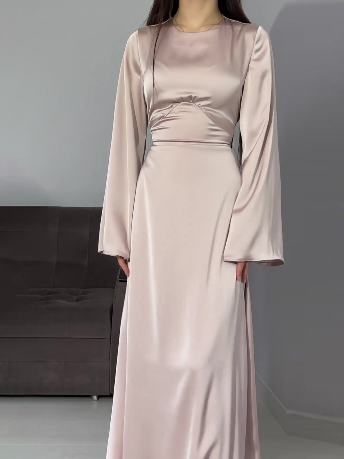 white lace fitted prom dress Pleated Long A-Line Formal Dress with Bell Sleeves Red / 10