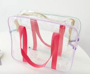 Large Capacity Macaron PVC Swim & Beach Bag Transparent Waterproof Cosmetic & <b>Baby</b> Wash Handbag for Living Room Use - Product Image 2