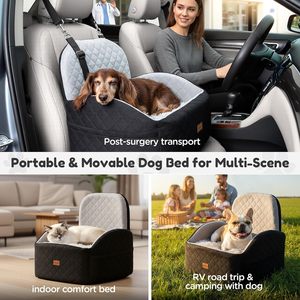 Coussin de siège de voiture réversible en coton pour chiens et chats de petite et moyenne taille, solide, détachable, lavable, respirant, écologique, antidérapant - Product Image 6