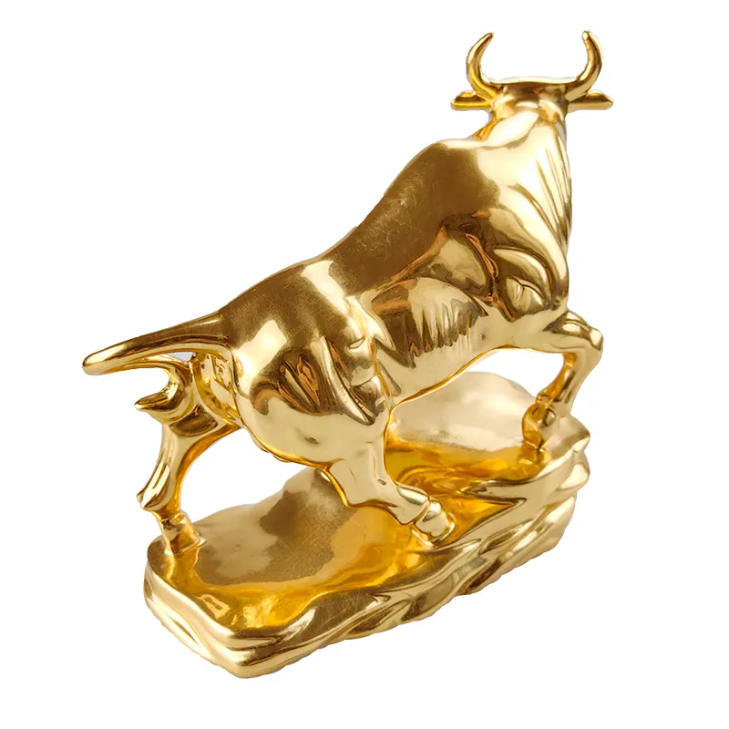 Fabriek Aanpassen Koperen Geit Standbeeld Producten Thuis Metalen Sculptuur Gouden Messing Stier Ornamenten Messing Sculptuur