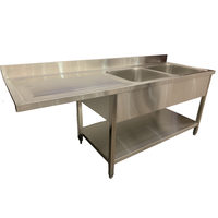 Évier commercial HUAYI en acier inoxydable 201/304/316, double bac, sous étagère, autoportant, grande quantité minimale de commande, modulaire, auto-assemblable