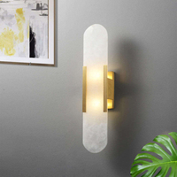 Applique murale LED moderne nordique en marbre, lampe de chevet en aluminium avec abat-jour en pierre d'albâtre, pour décoration murale de maison, hôtel, salon